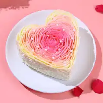 Rosy Petals Heart Cake